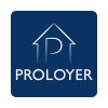 Logo proloyer blanc sur fond bleu